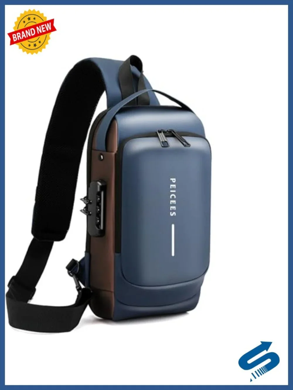Men's Anti Theft Crossbody Bag Leather Shoulder Bag with Password Lock Water